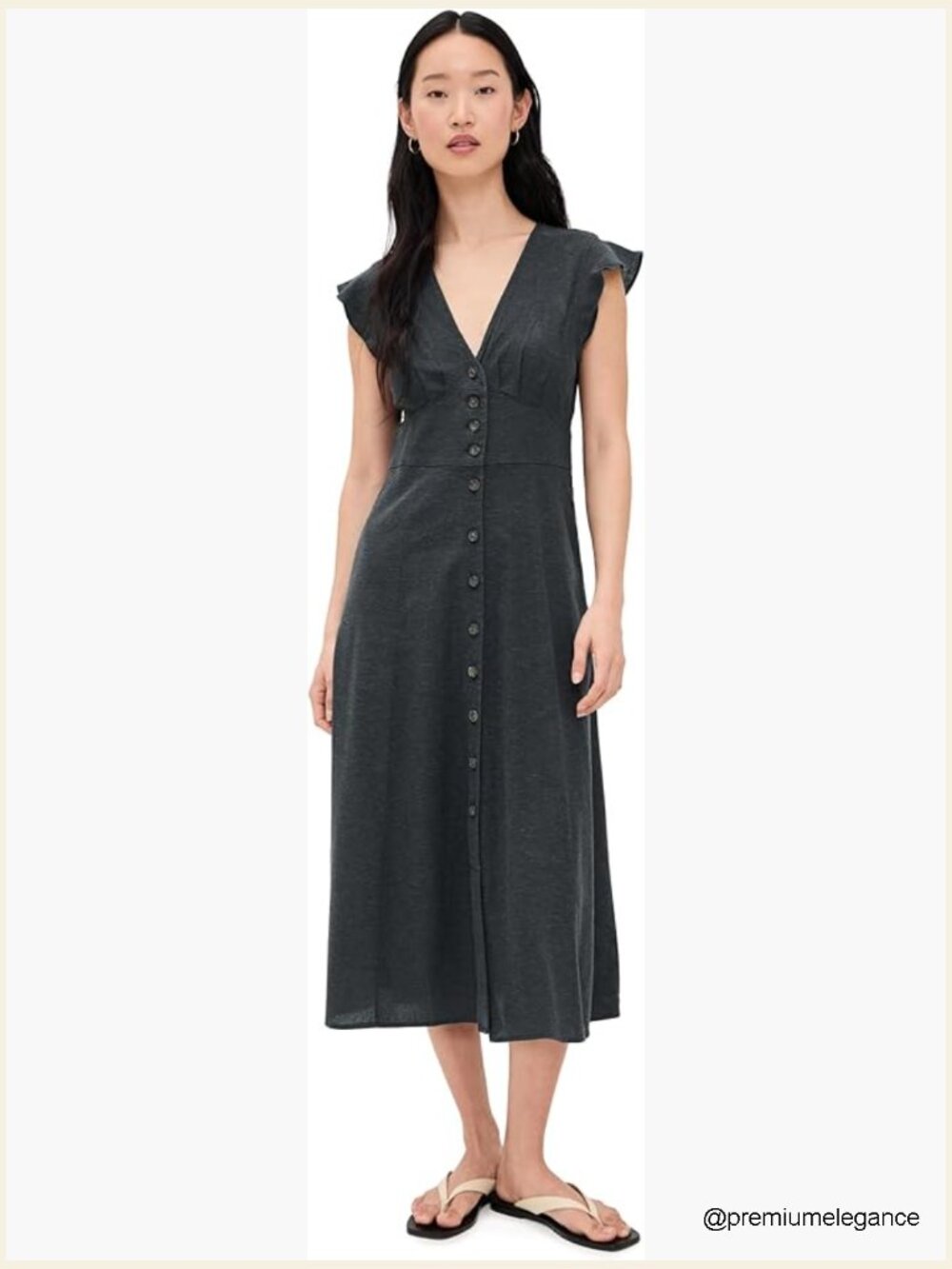 Lightweight stretch woven midi dress with pockets